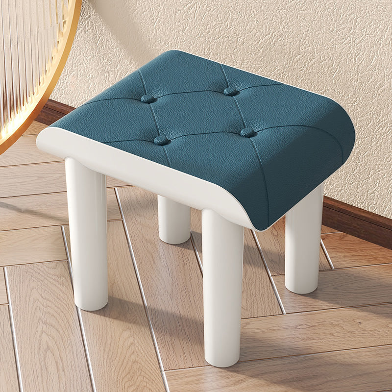 Contemporary Ottoman Faux Leather Acrylic Frame Tufted Rectangle Ottoman