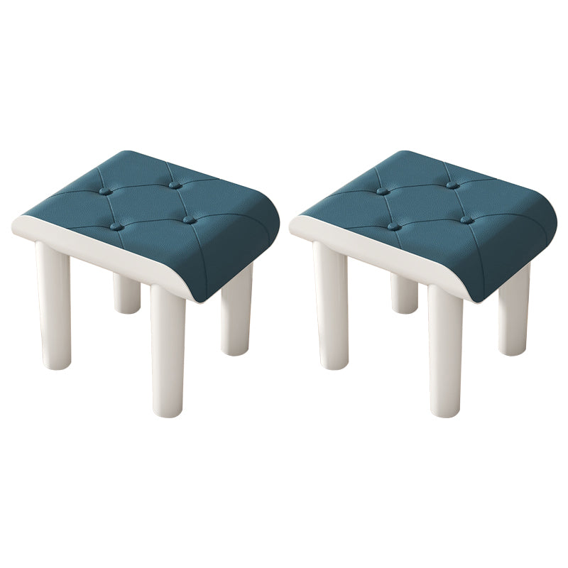 Contemporary Ottoman Faux Leather Acrylic Frame Tufted Rectangle Ottoman