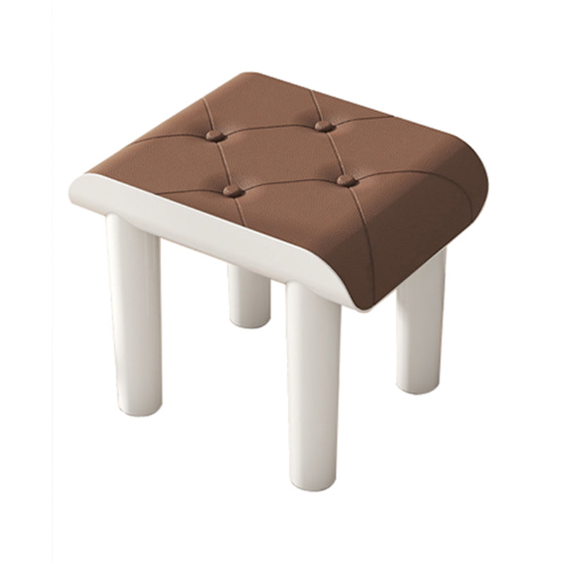 Contemporary Ottoman Faux Leather Acrylic Frame Tufted Rectangle Ottoman