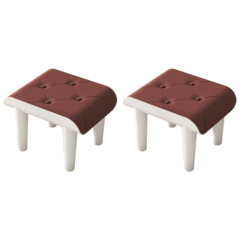 Contemporary Ottoman Faux Leather Acrylic Frame Tufted Rectangle Ottoman