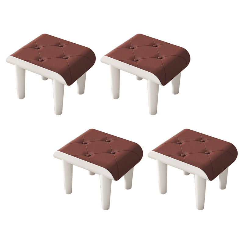 Contemporary Ottoman Faux Leather Acrylic Frame Tufted Rectangle Ottoman