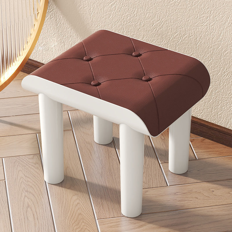 Contemporary Ottoman Faux Leather Acrylic Frame Tufted Rectangle Ottoman