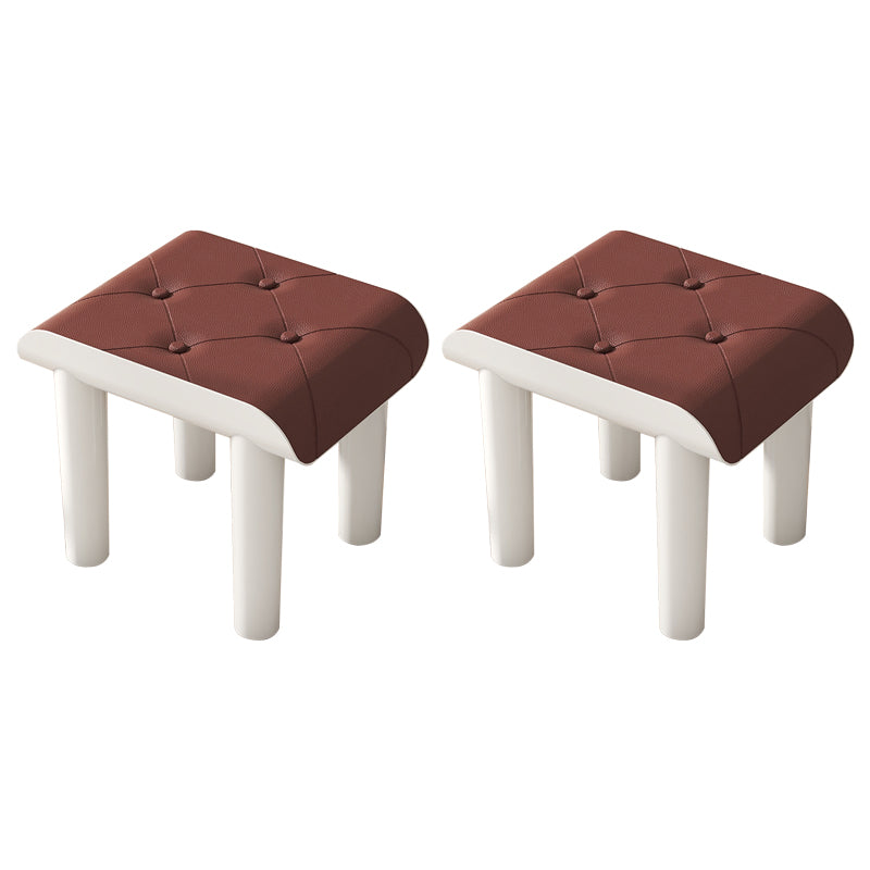 Contemporary Ottoman Faux Leather Acrylic Frame Tufted Rectangle Ottoman