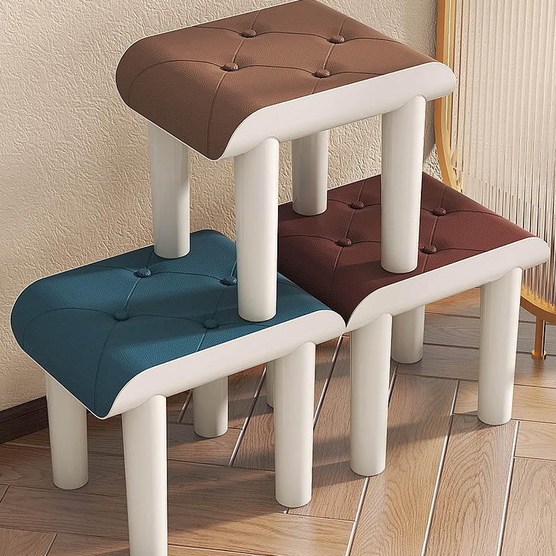 Contemporary Ottoman Faux Leather Acrylic Frame Tufted Rectangle Ottoman