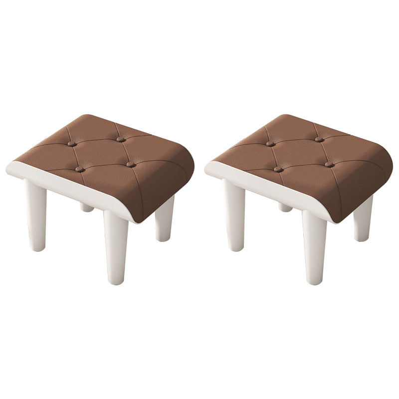 Contemporary Ottoman Faux Leather Acrylic Frame Tufted Rectangle Ottoman