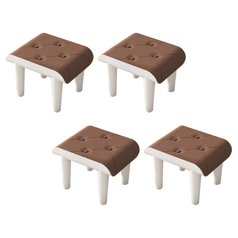 Contemporary Ottoman Faux Leather Acrylic Frame Tufted Rectangle Ottoman