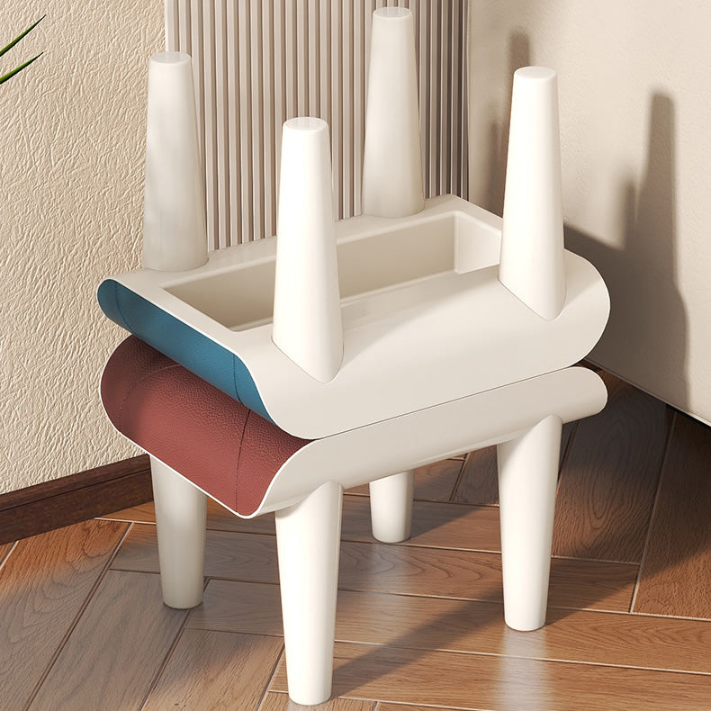 Contemporary Ottoman Faux Leather Acrylic Frame Tufted Rectangle Ottoman