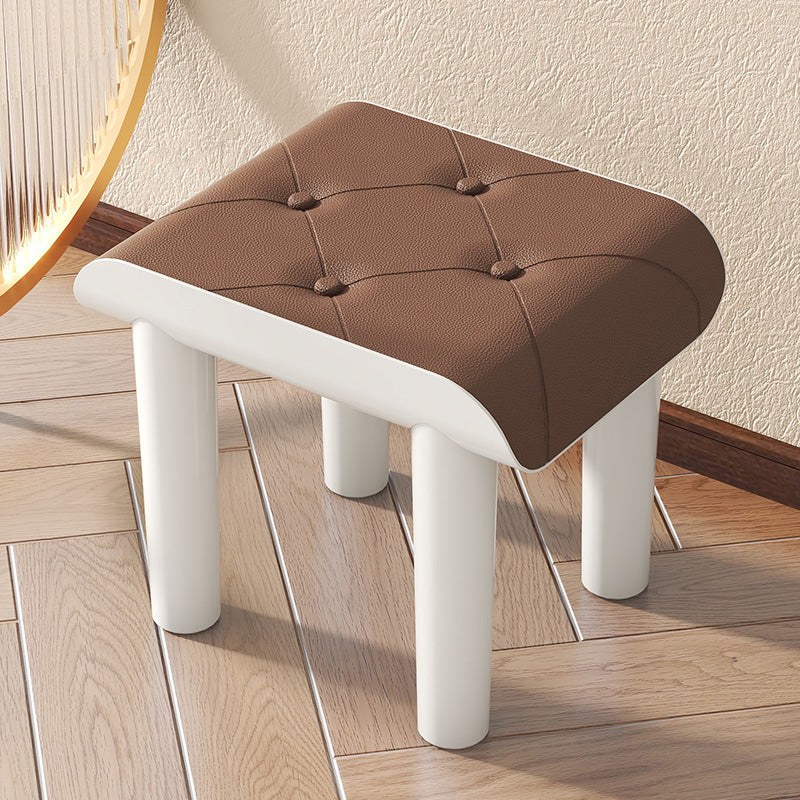 Contemporary Ottoman Faux Leather Acrylic Frame Tufted Rectangle Ottoman