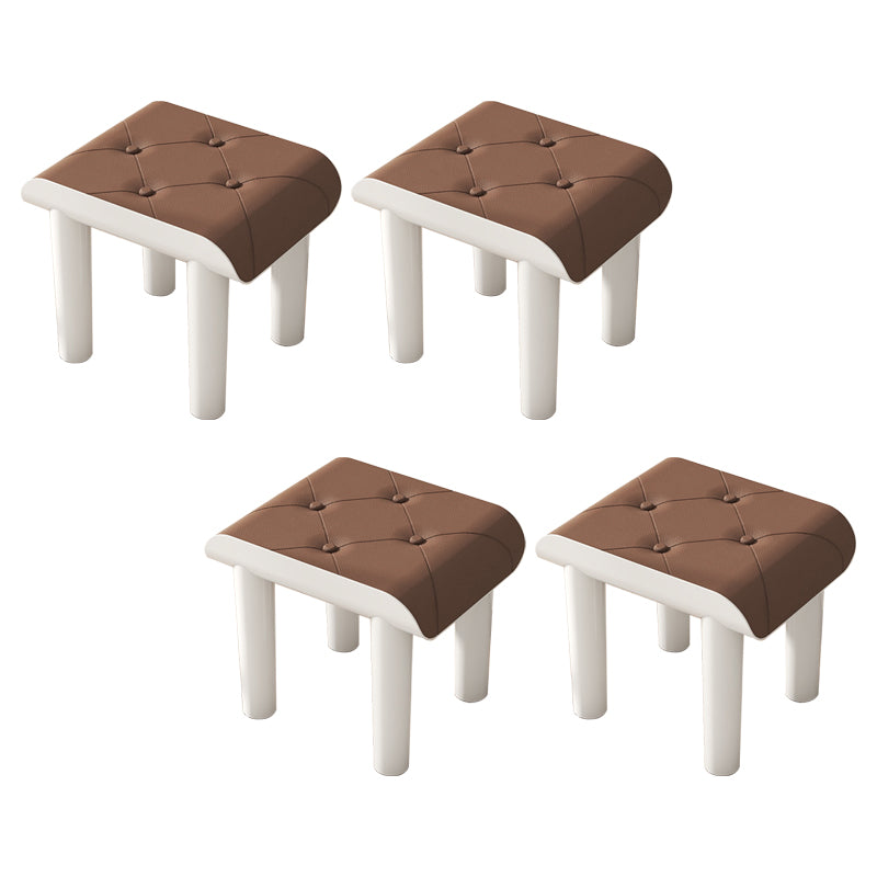 Contemporary Ottoman Faux Leather Acrylic Frame Tufted Rectangle Ottoman