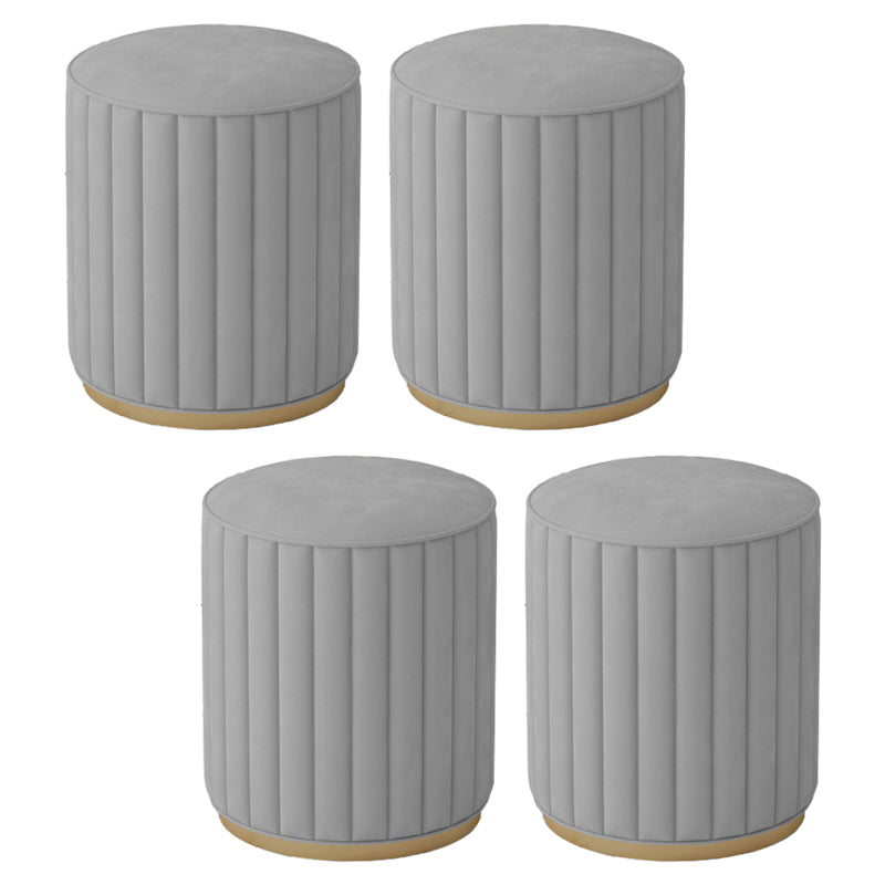 Stylish Indoor Leather Ottoman Solid Color Round Velvet Foot Stool Ottoman