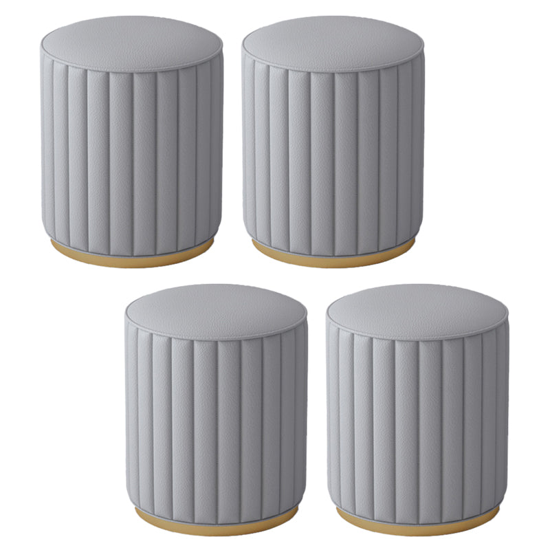 Stylish Indoor Leather Ottoman Solid Color Round Velvet Foot Stool Ottoman