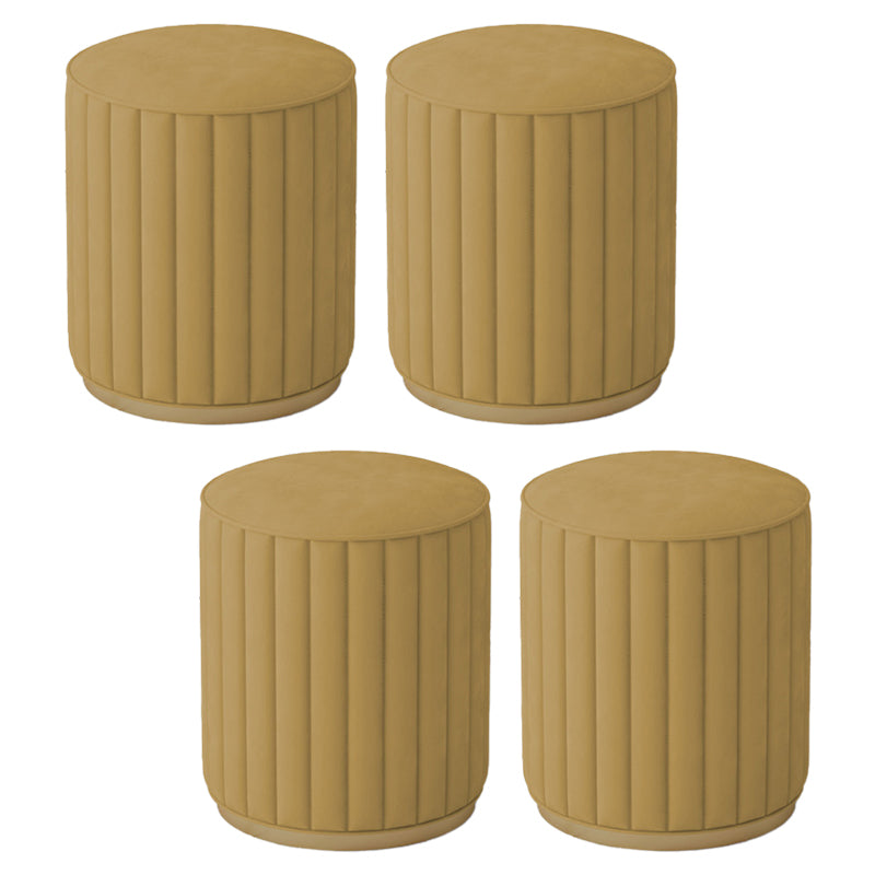 Stylish Indoor Leather Ottoman Solid Color Round Velvet Foot Stool Ottoman