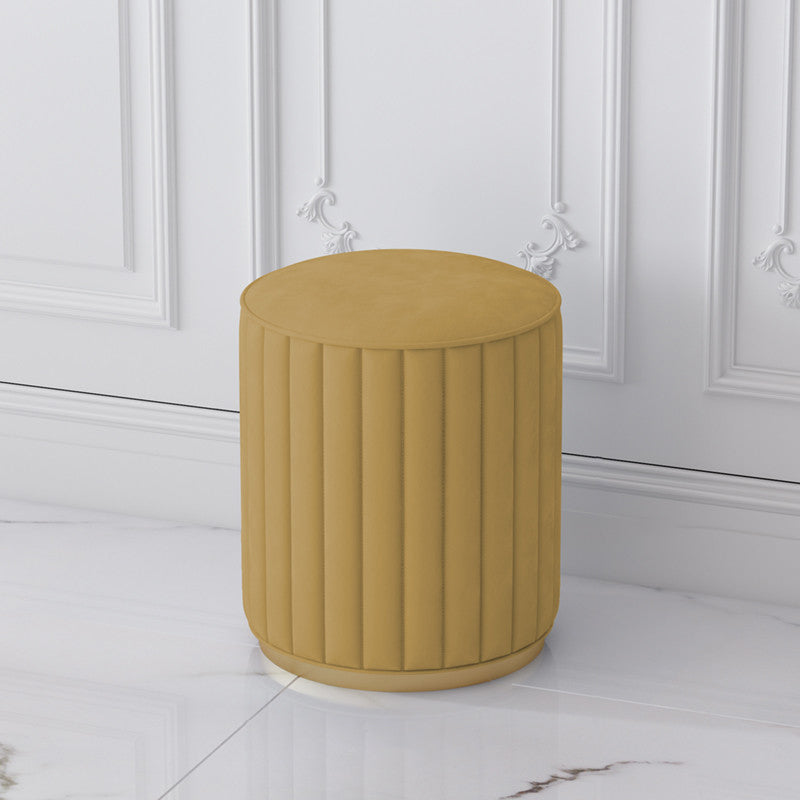 Stylish Indoor Leather Ottoman Solid Color Round Velvet Foot Stool Ottoman