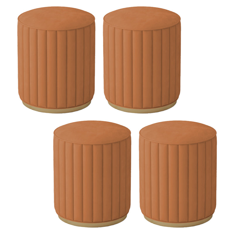 Stylish Indoor Leather Ottoman Solid Color Round Velvet Foot Stool Ottoman
