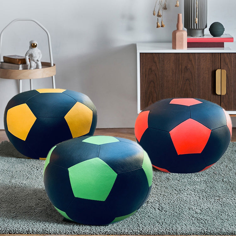 Pouf Tomato Pattern Ottoman Faux Leather Modern Specialty Ottoman