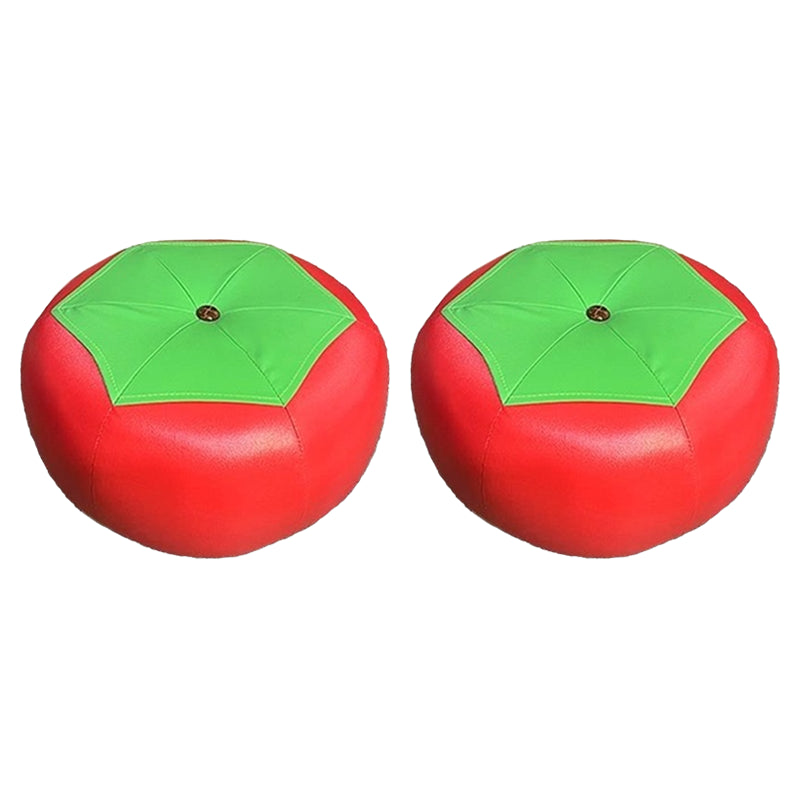 Pouf Tomato Pattern Ottoman Faux Leather Modern Specialty Ottoman