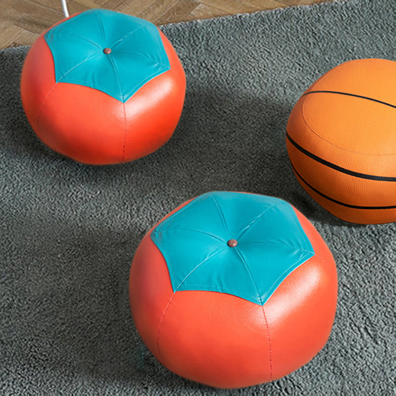 Pouf Tomato Pattern Ottoman Faux Leather Modern Specialty Ottoman