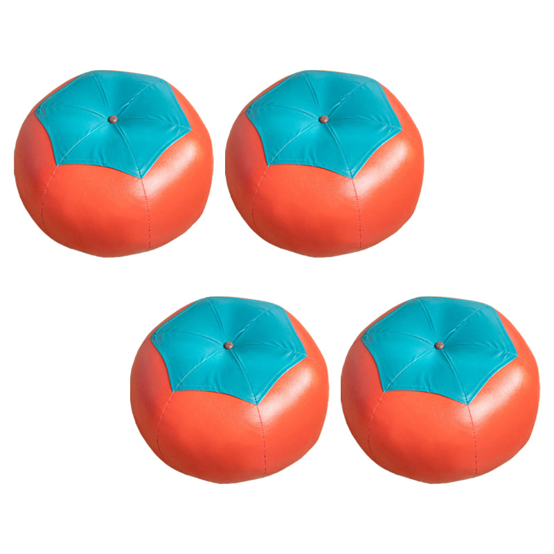 Pouf Tomato Pattern Ottoman Faux Leather Modern Specialty Ottoman