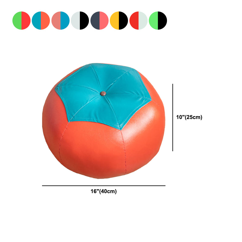 Pouf Tomato Pattern Ottoman Faux Leather Modern Specialty Ottoman