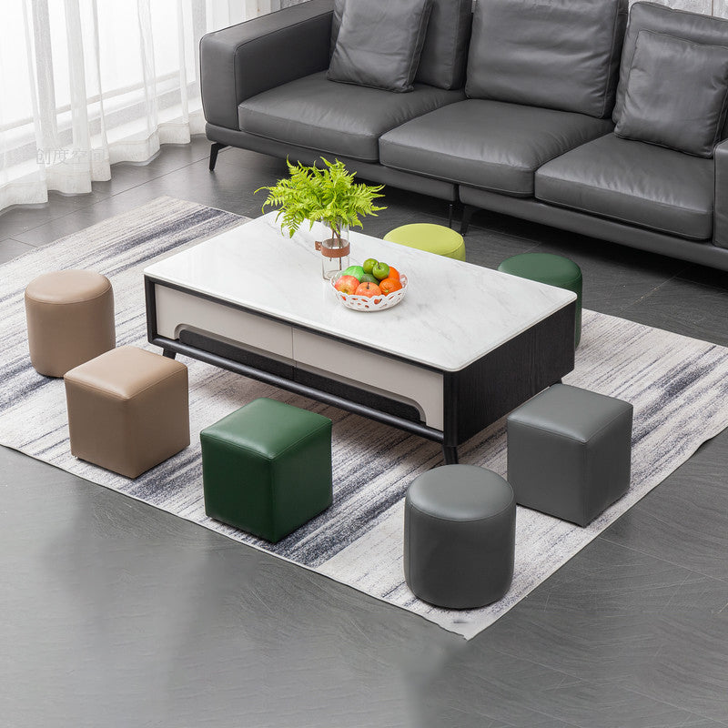 Modern Stain Resistant Ottoman Modern Pure Color Leather Standard