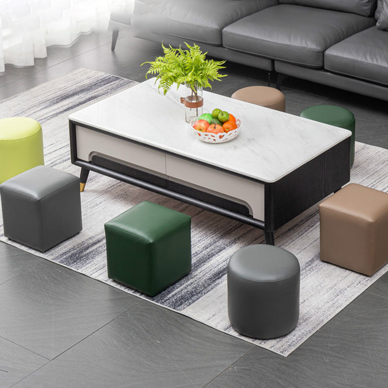 Modern Stain Resistant Ottoman Modern Pure Color Leather Standard
