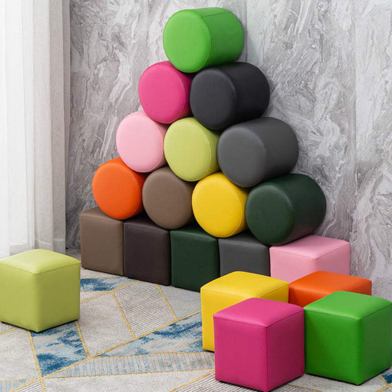 Modern Stain Resistant Ottoman Modern Pure Color Leather Standard