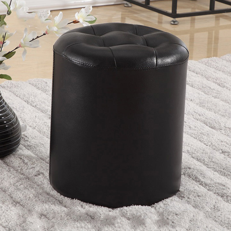 Round Genuine Leather Ottoman Standard Tufted Plain Water Resistant Modern Ottoman