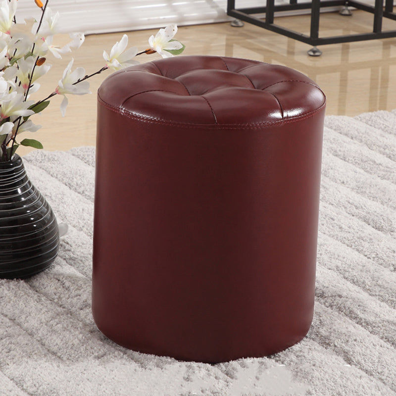 Round Genuine Leather Ottoman Standard Tufted Plain Water Resistant Modern Ottoman