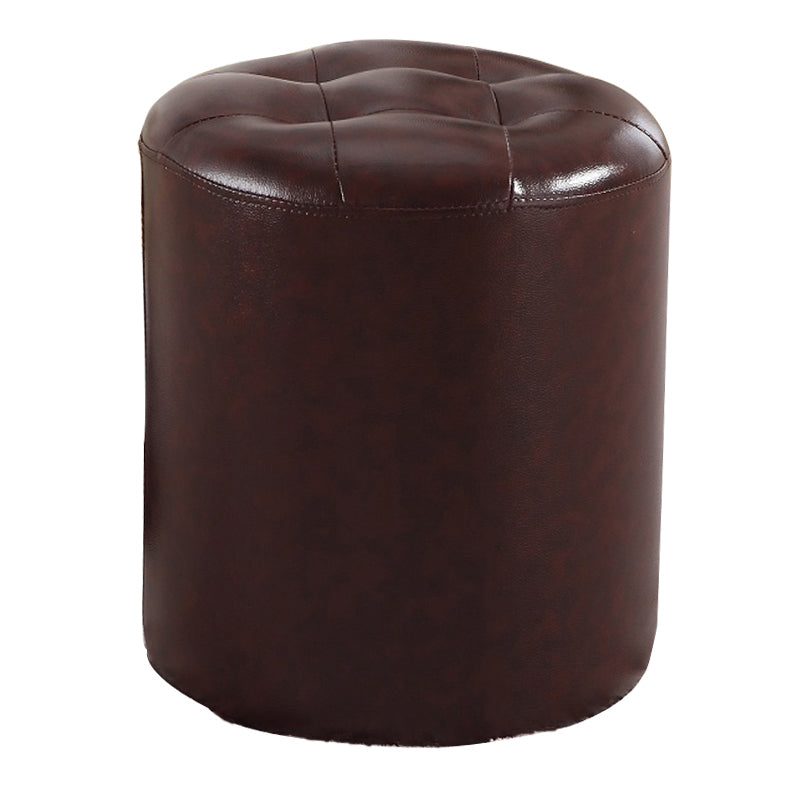 Round Genuine Leather Ottoman Standard Tufted Plain Water Resistant Modern Ottoman