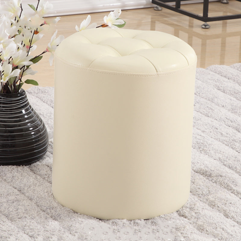 Round Genuine Leather Ottoman Standard Tufted Plain Water Resistant Modern Ottoman
