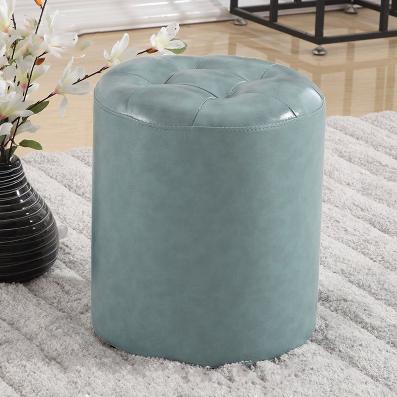 Round Genuine Leather Ottoman Standard Tufted Plain Water Resistant Modern Ottoman