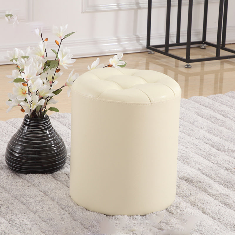 Round Genuine Leather Ottoman Standard Tufted Plain Water Resistant Modern Ottoman