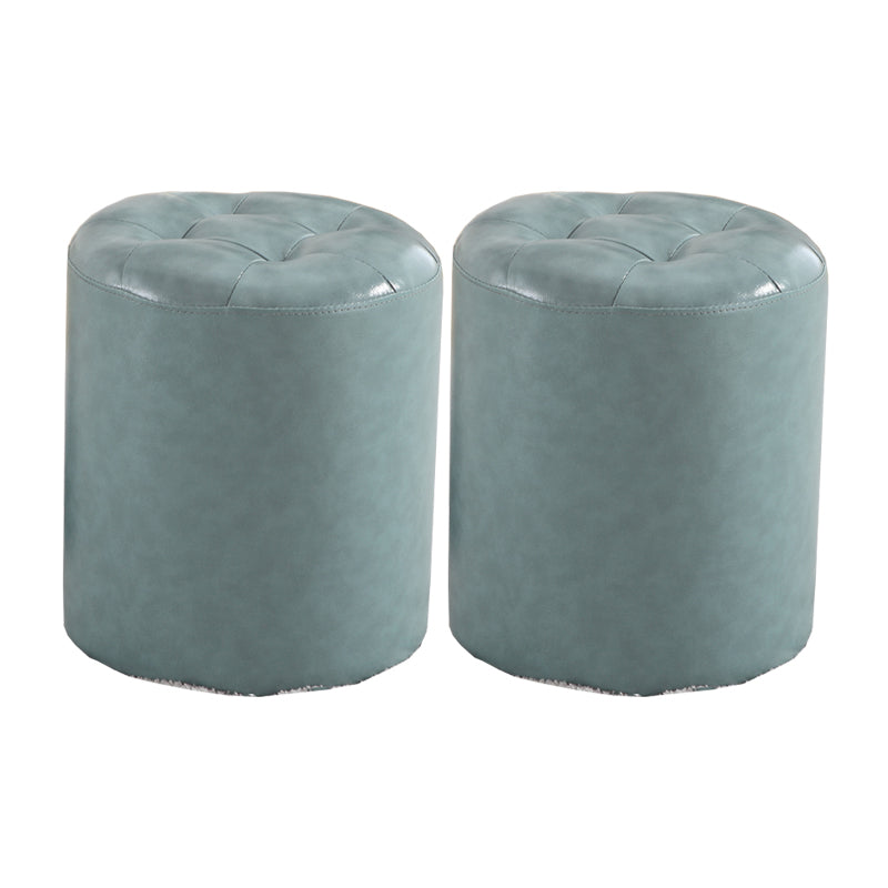 Round Genuine Leather Ottoman Standard Tufted Plain Water Resistant Modern Ottoman