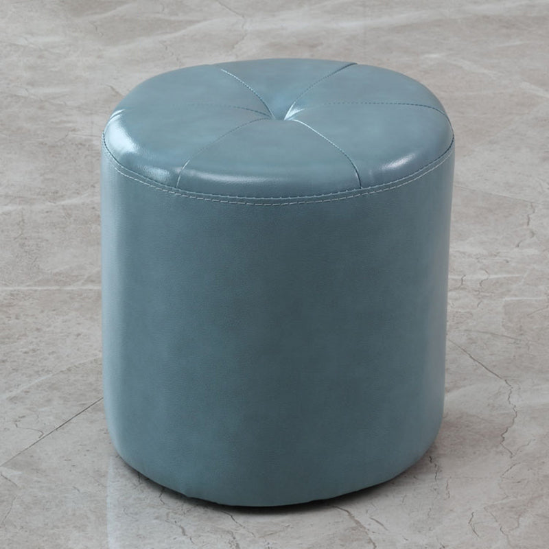 Modern PU Leather Pouf Chair Plain Cylinder Shape Tufted Mildew Resistant Ottoman Stool