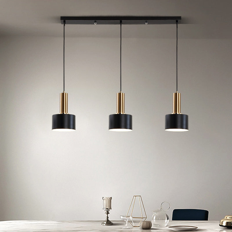 7.87" H 3-Light Modern Cluster Cylinder Kitchen Island Ceiling Light Metal Hanging Light