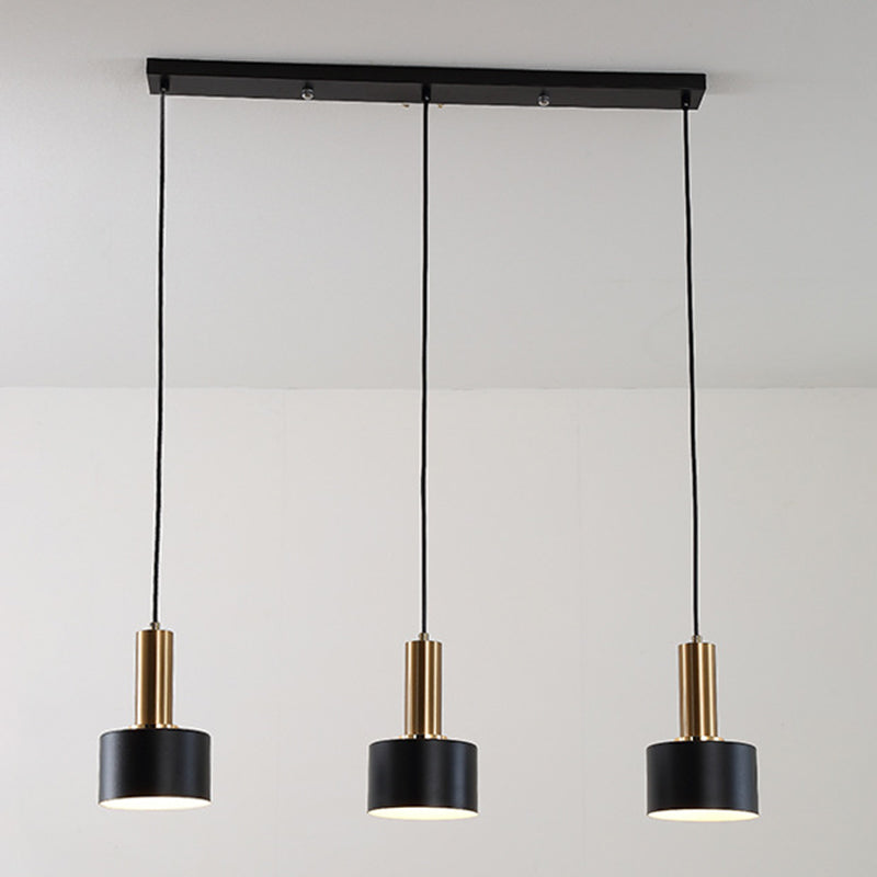 7.87" H 3-Light Modern Cluster Cylinder Kitchen Island Ceiling Light Metal Hanging Light