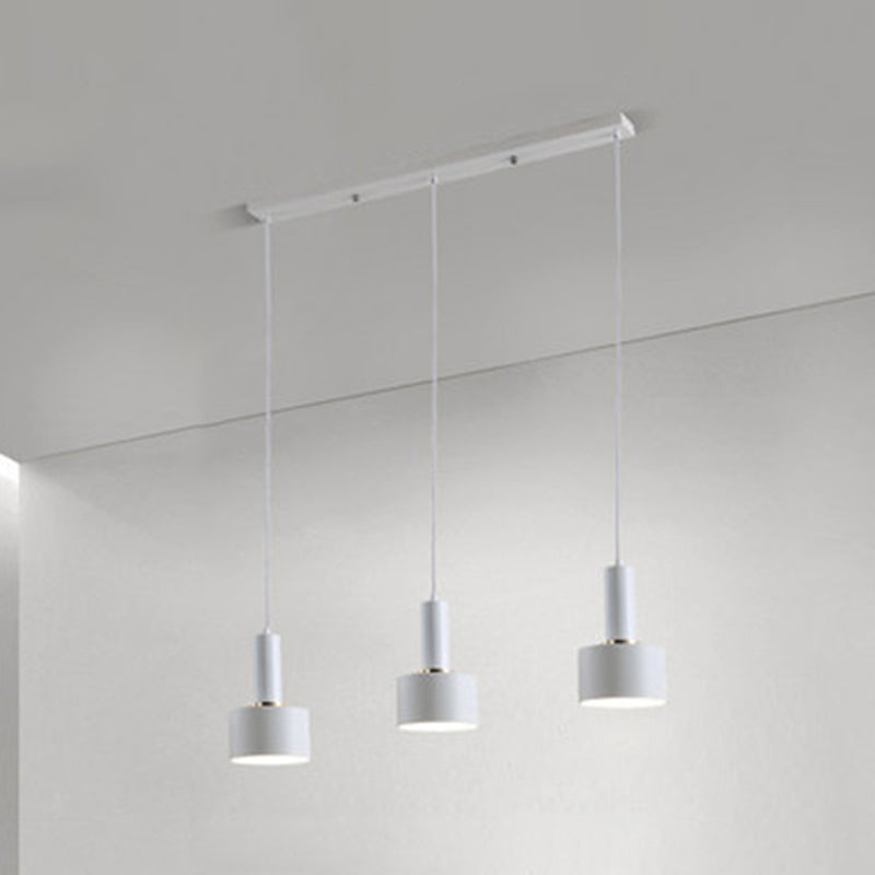 7.87" H 3-Light Modern Cluster Cylinder Kitchen Island Ceiling Light Metal Hanging Light