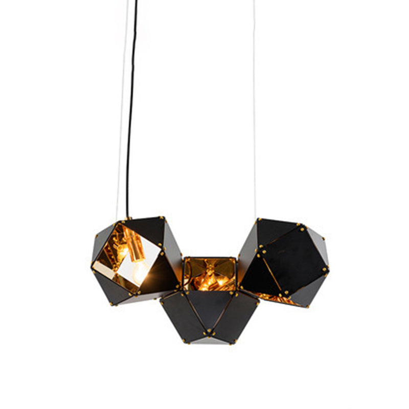 Contemporary Iron Kitchen Island Ceiling Light Geometric Island Hanging Light in Black