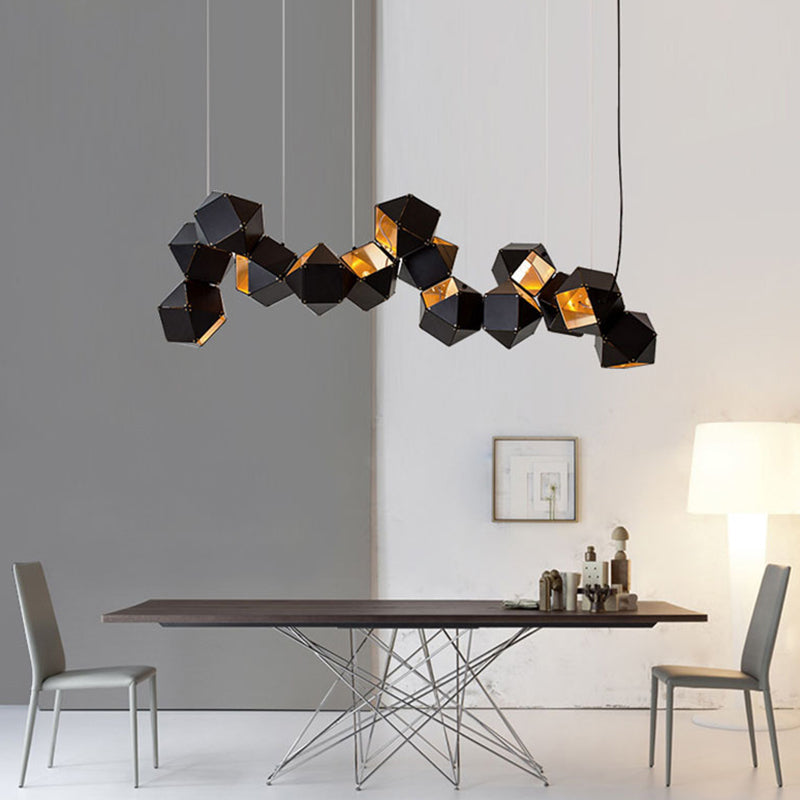 Contemporary Iron Kitchen Island Ceiling Light Geometric Island Hanging Light in Black