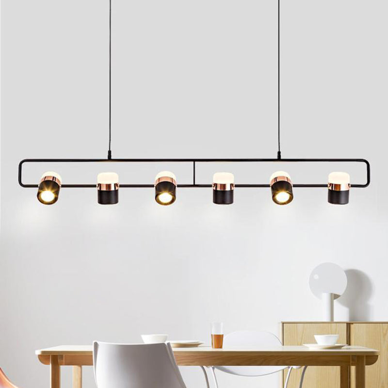 Modern Cylinder Shade Kitchen Island Lighting Black Metallic Light for Dining Room