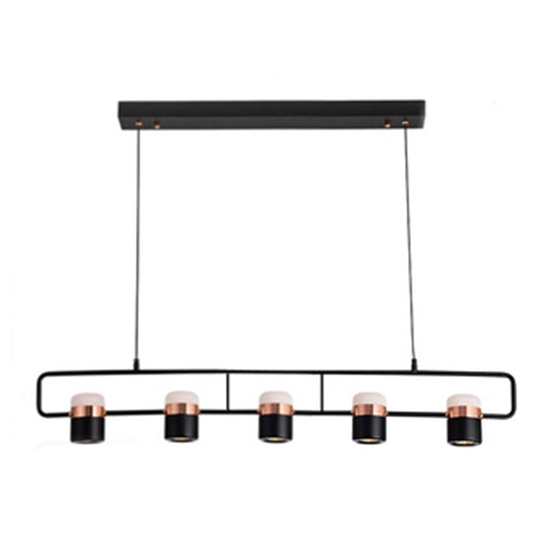Modern Cylinder Shade Kitchen Island Lighting Black Metallic Light for Dining Room