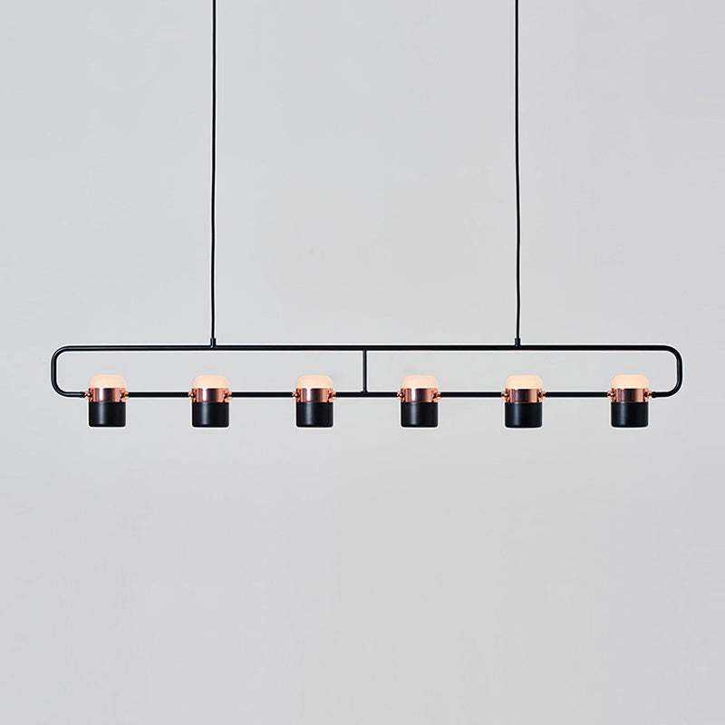 Modern Cylinder Shade Kitchen Island Lighting Black Metallic Light for Dining Room