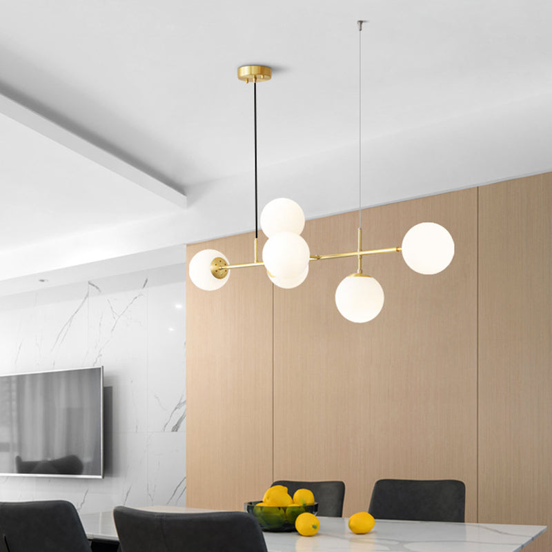 5/6-Light Metal Kitchen Island Lighting Modern Linear Ceiling Light in Gold