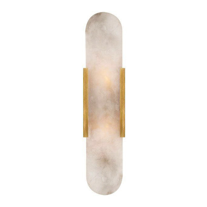 Modern Rectangle Sconce Light Fixture Stone 2-light Wall Lamp in White
