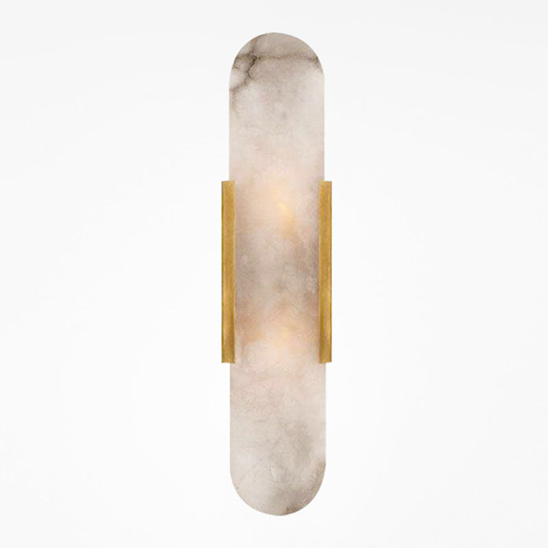 Modern Rectangle Sconce Light Fixture Stone 2-light Wall Lamp in White