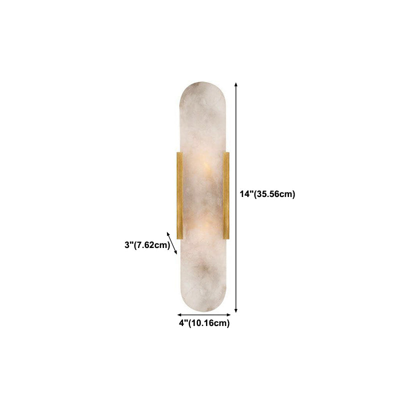 Modern Rectangle Sconce Light Fixture Stone 2-light Wall Lamp in White