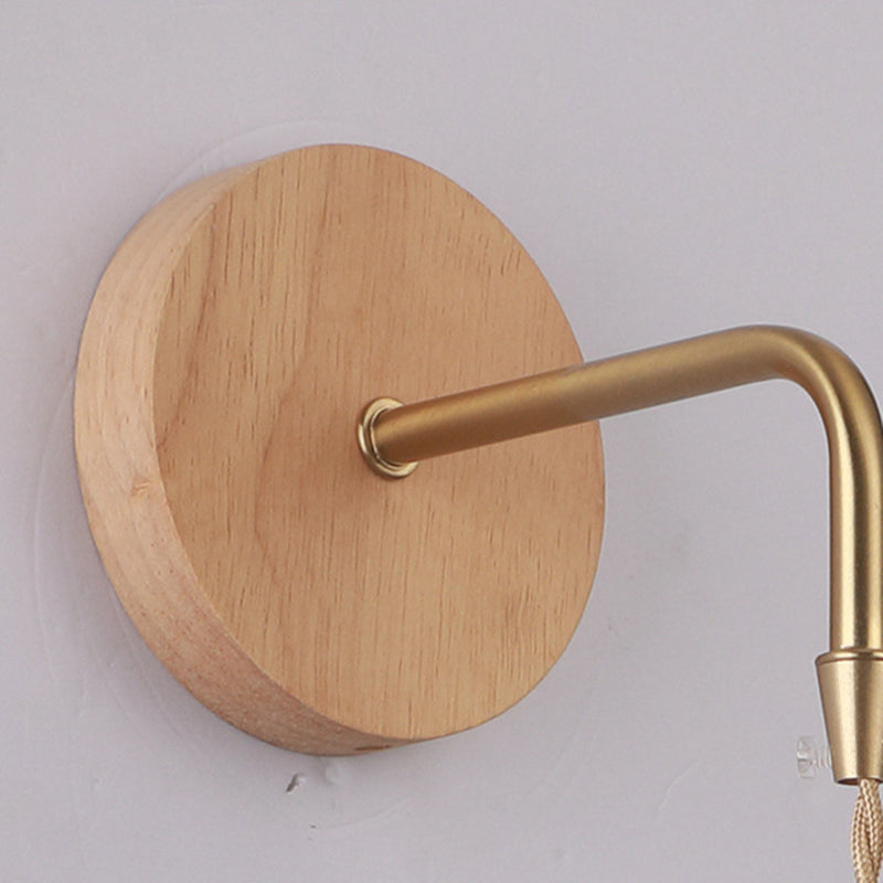 Modern Adjustable Sconce Light Fixture Wood 1-Light Wall Sconces for Bedroom