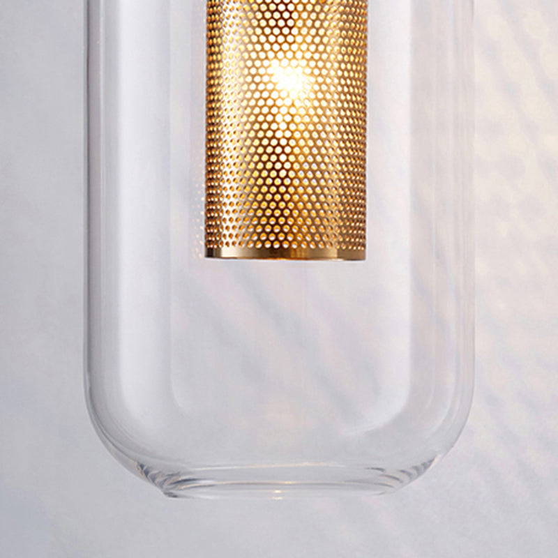 Industrial 1 - Light Cylinder Glass Wall Light - Iron Wall Sconce in Black / Gold