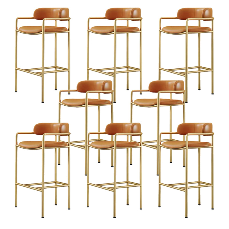 Modern Indoor Upholstered Bar Stool Low Back Footrest Counter Stool