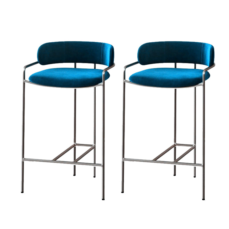 Modern Indoor Upholstered Bar Stool Low Back Footrest Counter Stool